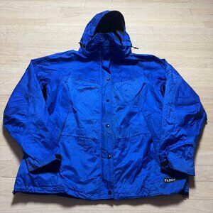 Vintage Taiga Blue Hooded Parka Jacket Ripstop Nylon Canada Outdoor Shell XL
